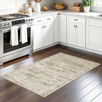Soalmost 2x3 Washable Rugs for Kitchen, Small Area Rug Brown | Non-Slip Vintage - Image 3