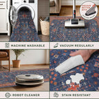 Dark Blue & Terracotta 5x8 Living Room Rug - Image 4