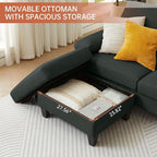 2PCS Sectional Sofa Set with Ottoman, Modern Linen 4 Seater Couch Set with Side - Image 6