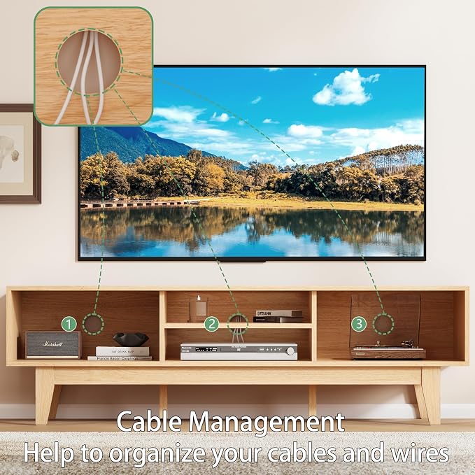 Fluted TV Stand for 55 65 Inch TV, Mid Century Modern Entertainment Center - Image 3