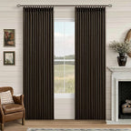 Chocolate Brown Pleated Linen Blackout Curtains 86 Inches Long | by Twodrapes