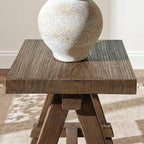 Hawthorne 18" Square Reclaimed Elm Trestle Side Table, Heritage Medium-Dark - Image 3