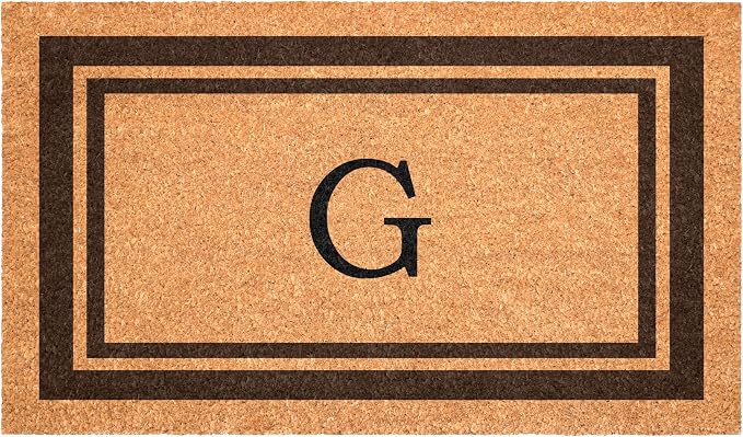 Calloway Mills 152982436G Brown Border 24" x 36" Monogram Doormat by Callowaymills