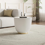 Henf Marble Round Side Table, 19.7" Fluted End Table - Image 3