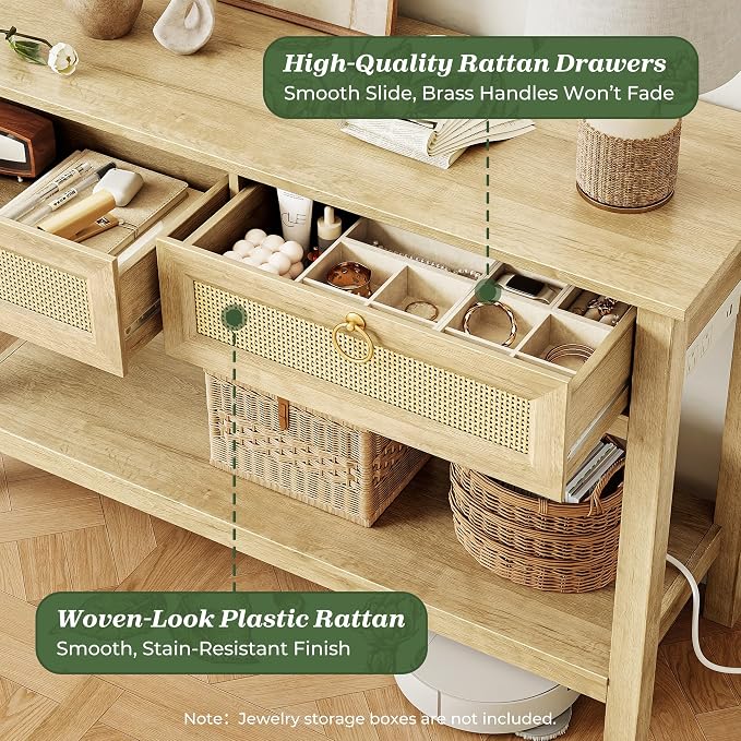 SUPERJARE Rattan Console Sofa Table - Image 6