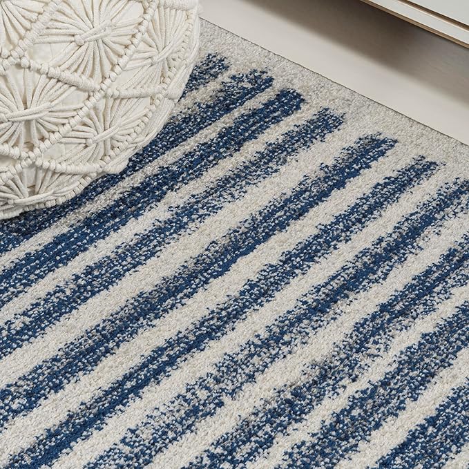 JONATHAN Y Khalil Modern Berber Stripe Cream/Navy Indoor Area Rug, Contemporary - Image 4