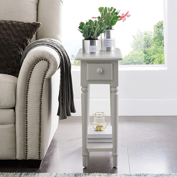 Leick Home Coastal End Table, Solid Wood, 1 Drawer, Bottom Display Shelf - Image 2