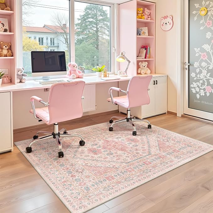 Pink Rugs for Bedroom-3x5 Rug for Entryway, Girls Room | Small Washable Rug for - Image 8