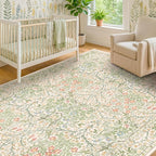 Beige Green Bedroom Rug 5x7 Area Rug - Image 4