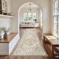 Madane Hallway Runner Rug 2'6''x10' Kitchen Runners Vintage, Ivory/Brown | by Madane
