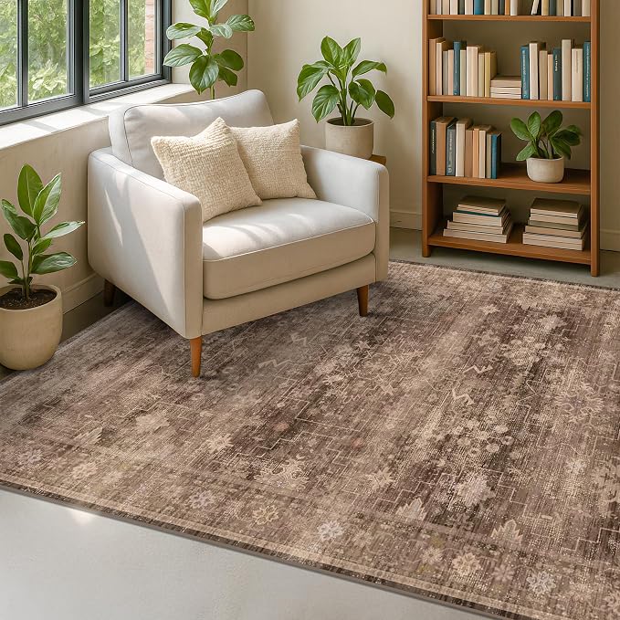 Boho Brown Living Room Rug 6x8 - Image 3