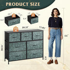 WLIVE 7 Drawer Dresser TV Stand, Entertainment Center, Media Console Table - Image 3