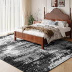 Washable Rug 9x12 Area Rugs for Living Room Bedroom Carpet Black | Indoor - Image 2