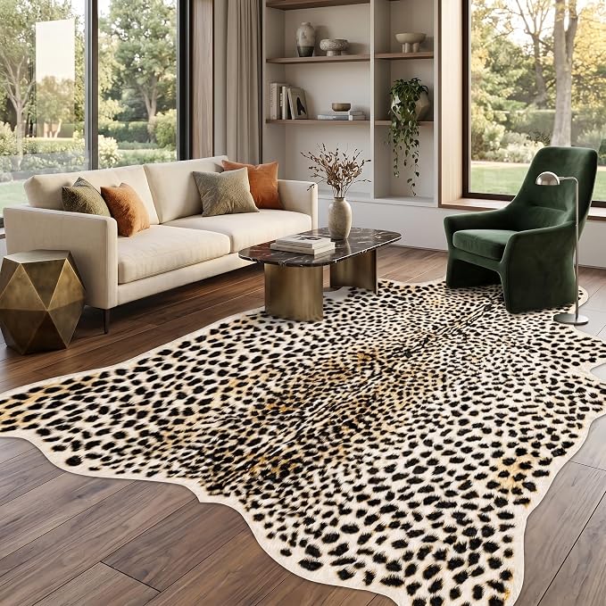 Oversized Cheetah Print Rug, Leopard Area Rug 6.2x8.2 Feet Faux Animal Print - Image 7