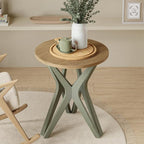 Pedestal Farmhouse End Table, Distressed Top - Image 6