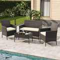 4-Piece Outdoor Furniture Set, PE Rattan Wicker Chairs by Unknown