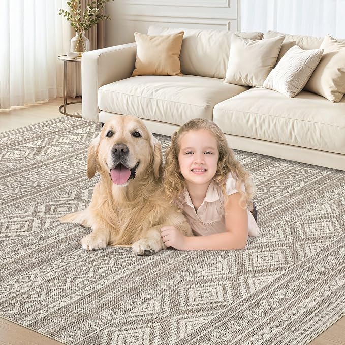 cotiled 10x13 Area Rugs Washable Boho Living Room Rug Coffee Brown | Solve - Image 8