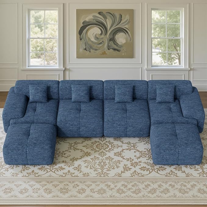 158" U Shaped Convertible Modular Couch, Cloud Couch Sectional - Image 8