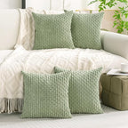 Set of 4 Sage Green Decorative Throw Pillow Covers 24x24 Inch Corduroy Pillow - Image 9