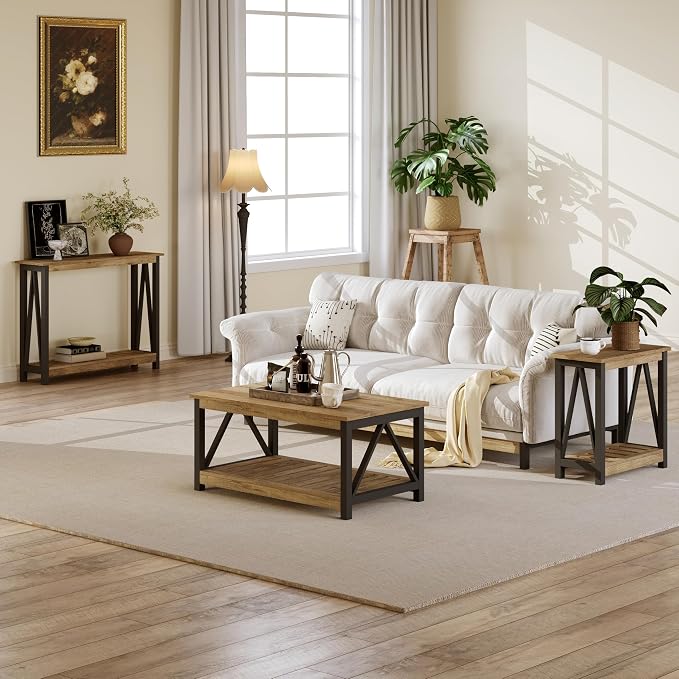 ChooChoo Farmhouse Console Table, Rustic Vintage Narrow Sofa Table - Image 6