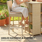 Outsunny 5 Piece Outdoor Bar Set, Wicker Outdoor High Top Table and Chairs - Image 8