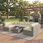 May in Color 7 Pieces Wicker Outdoor Patio Furniture Set, Patio Sectional Sofa - Image 8