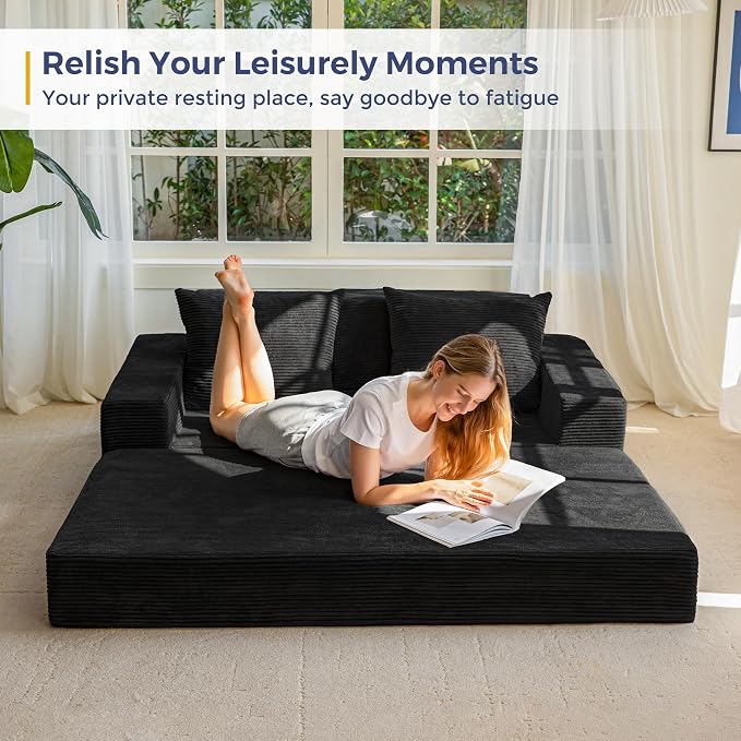 MAXYOYO Loveseat Sofa Bed, 4 in 1 Convertible Boneless Couch Folding Recliner - Image 9