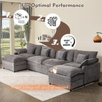 GOSUHI 142.5" U Shaped Couch, Modular Sectional Sofa, 3-Seater Comfy Cloud Couch - Image 7
