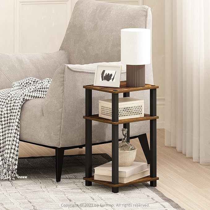 Furinno JUST Side Table, 3-Tier Open Shelf End Table, Toolless Assembly Night - Image 2