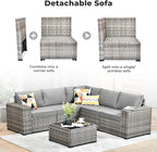 ovios 6 Pieces Patio Furniture Set, Outdoor Wicker Sectional Sofa - Image 9