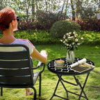 Foldable Patio Side Tables, 17.7" Small End Table Outdoor Weatherproof - Image 7