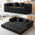 Convertible Sleeper Bed with 2 Cylindrical Pillow, Comfy Foldable Bed by QQR