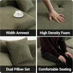 119'' Modular L-Shaped Boneless Sectional, Corduroy Deep Seat Cloud Sectional - Image 6