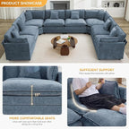 147'' Oversized U Shaped Cloud Sectional Sofa, Chenille Deep Seat Couches - Image 3
