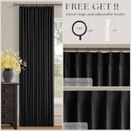 Black 108 Inch Pinch Pleated 100% Blackout Curtains - Image 5