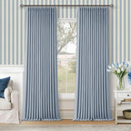 Blue 96 Inch Blackout Pinch Pleated Thick Linen Curtains by Twodrapes