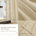 30 Inch Cafe Linen Curtains for Kitchen Window Over Silk 2 Panels | Semi Sheer - Image 6
