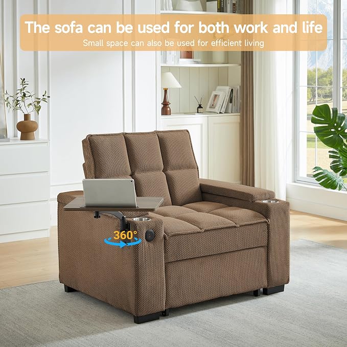 oaaktu Large Size Convertible Sleeper Chair Futon Sofa Bed, Comfortable Thick - Image 8