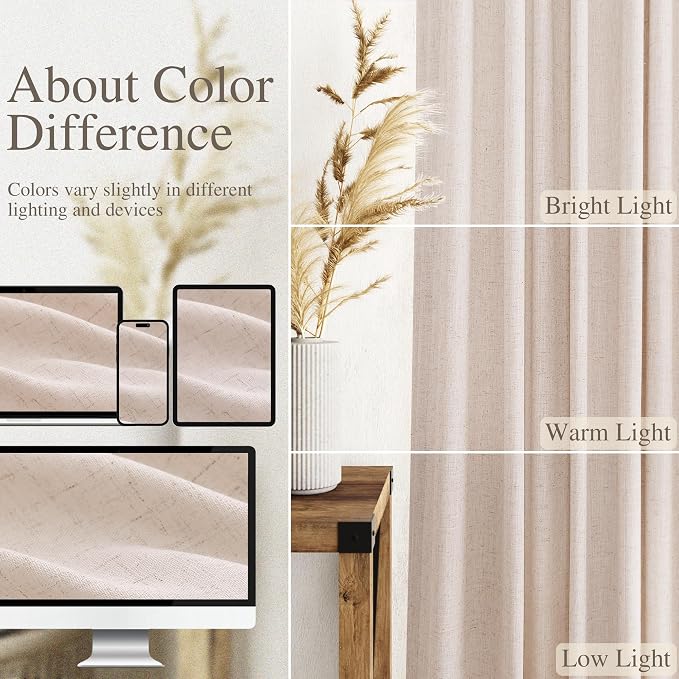 Natural White Linen Curtains 90 Inches Long - Image 3