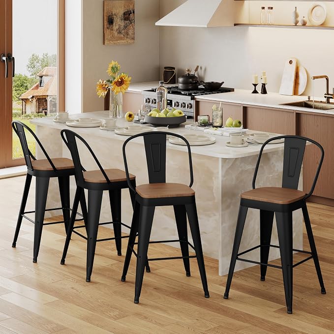 Andeworld Metal Bar Stools Set of 2, 26 inch Counter Height Barstools - Image 6