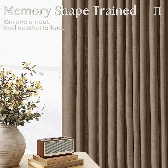 Dutch Cocoa 94 Inch Pinch Pleated Light Filtering Linen Curtains 2 Panels | - Image 3