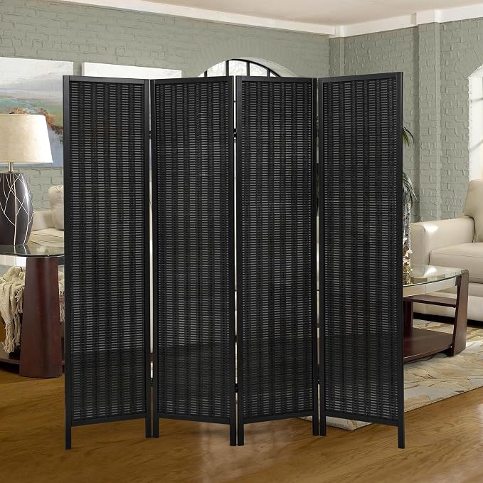 Roundhill Furniture Inkwell 4-Panel Bamboo Room Divider, Folding Portable by RoundhillFurniture