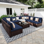 UPHA 9 Pieces Patio Furniture Sets, Wicker Outdoor Sectional Sofa Couch by UPHA