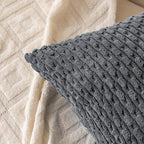 Set of 4 Medium Grey Decorative Throw Pillow Covers 16x16 Inch Corduroy Pillow - Image 3