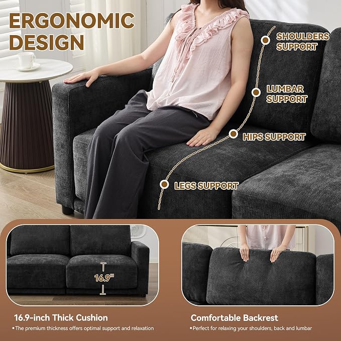 143.8" Modular U Shaped Sofa, Oversized Sectional Cloud Couch, 6 Seater Deep - Image 3