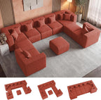 MONVANE Modular Sectional Sofa, Oversized 10 Seat Convertible U Shaped Couch by MONVANE