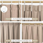 Joydeco Thick Linen Pinch Pleated Curtains 96 Inch Long 2 Panel Set - Image 5