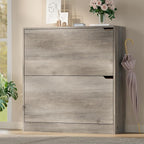 BORNOON Shoe Cabinet with 2 Flip Drawers, Slim Narrow Shoe Storage Cabinet - Image 3