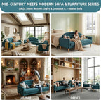63" Small Loveseat Sofa for Small Spaces, Mid Century Modern Sofa, Linen - Image 6