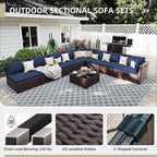 UPHA 9 Pieces Patio Furniture Sets, Wicker Outdoor Sectional Sofa Couch - Image 3